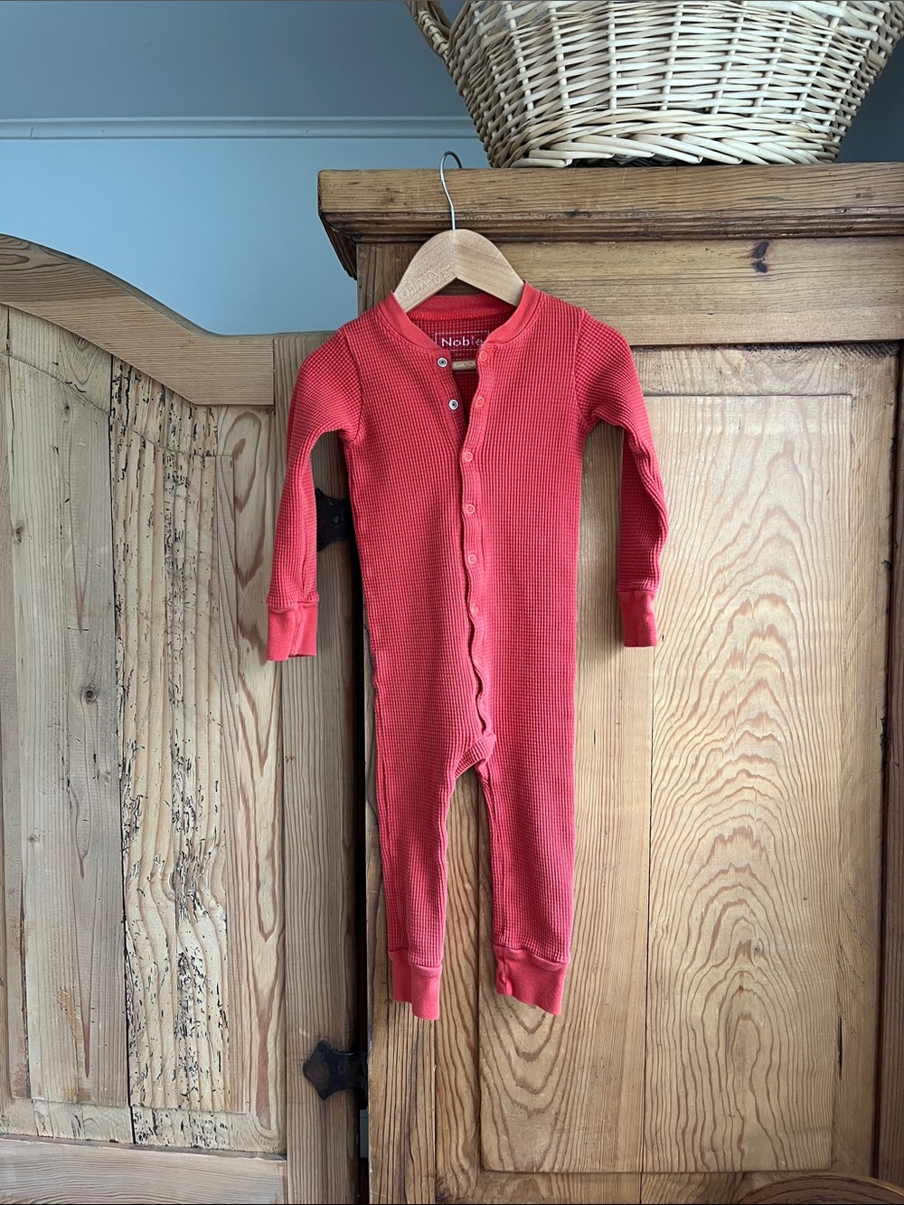 Noble | Red Waffle Kids One-Piece Romper 100% Organic Cotton